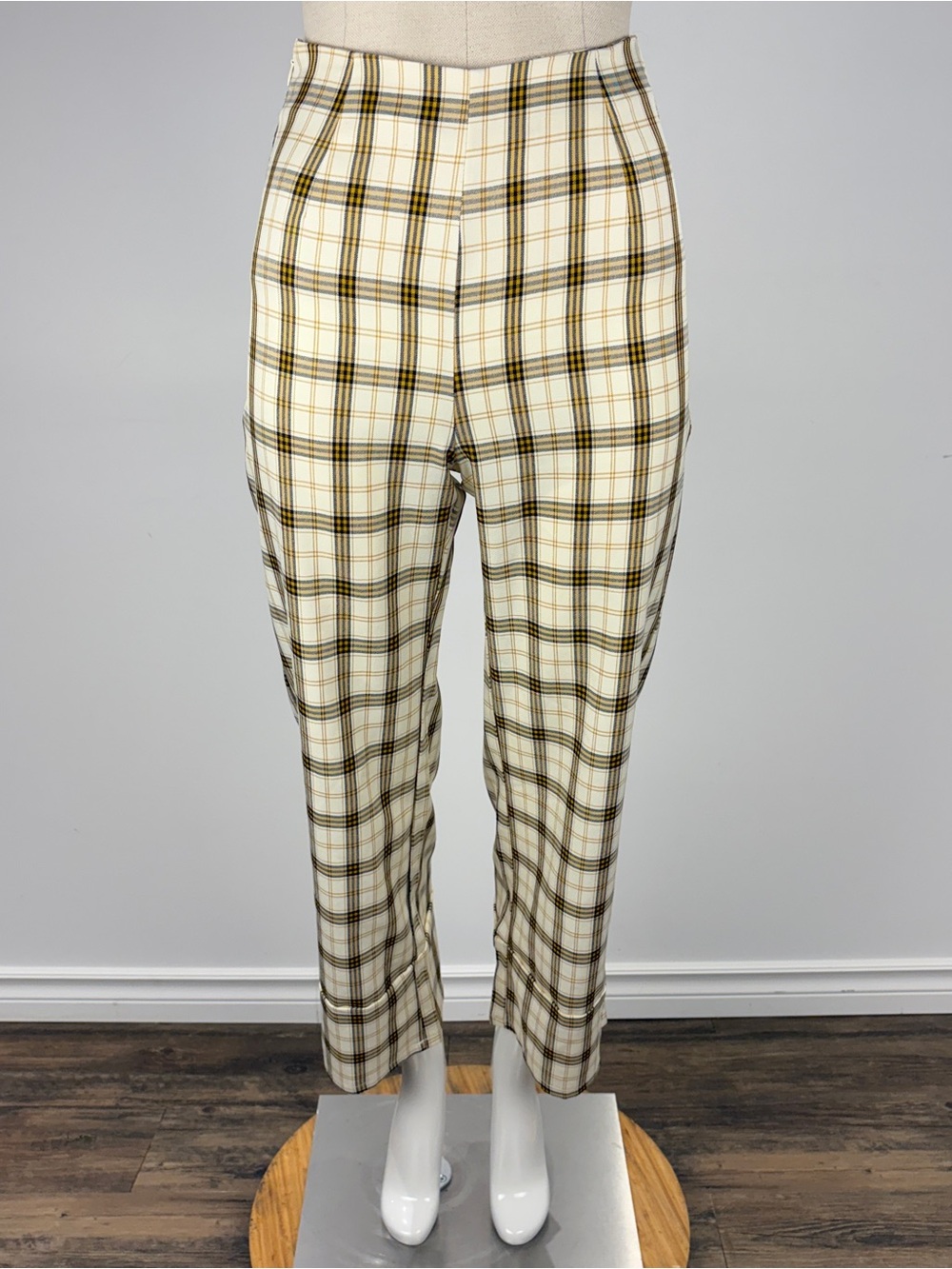 Princess Polly Euros Yellow Plaid Wide Leg Pants Sz US 2